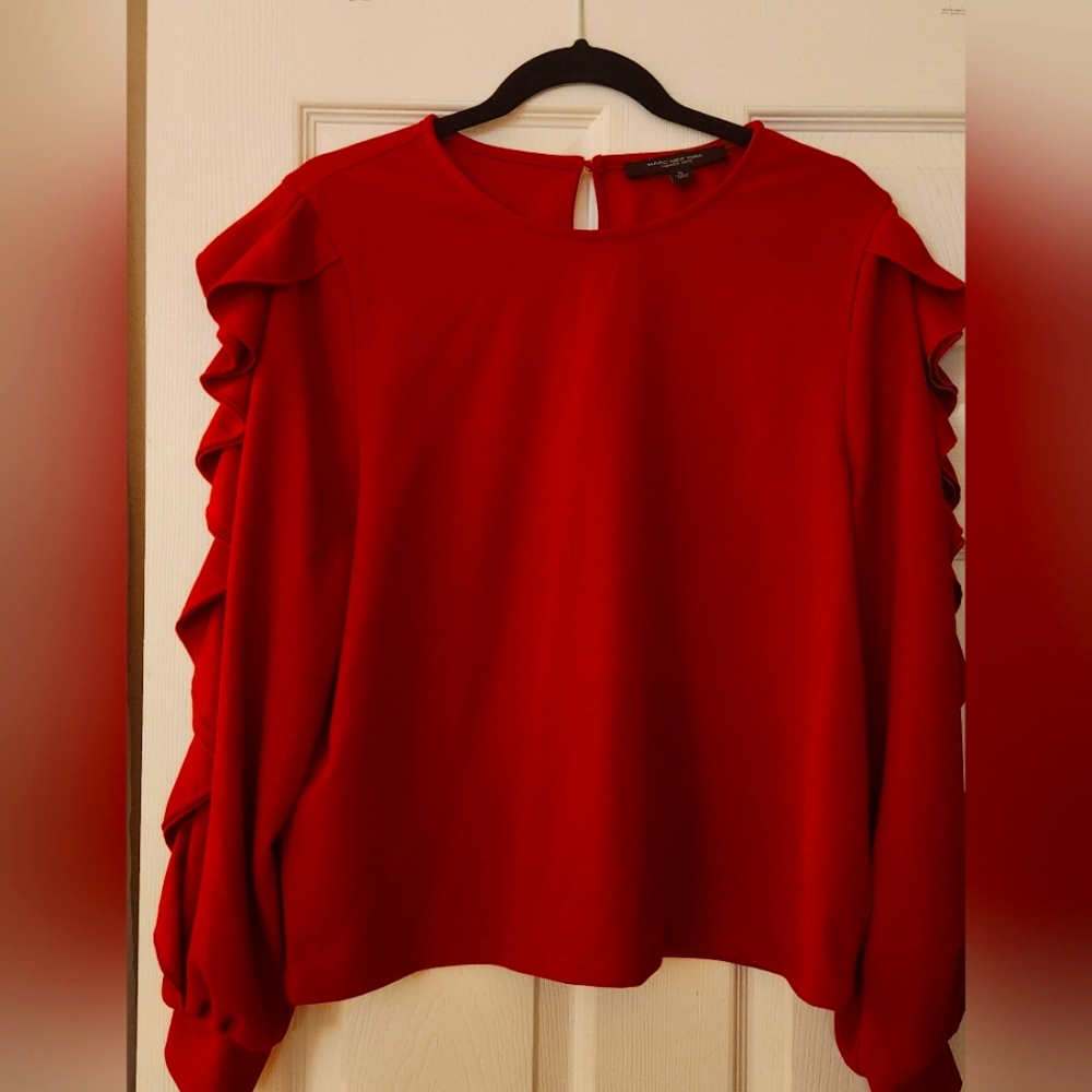 Andrew Marc Women's XL red long sleeve shirt